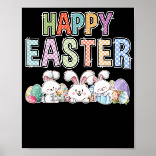 Happy Ostertag Niedlicher Bunny mit Eiern Ostern Poster