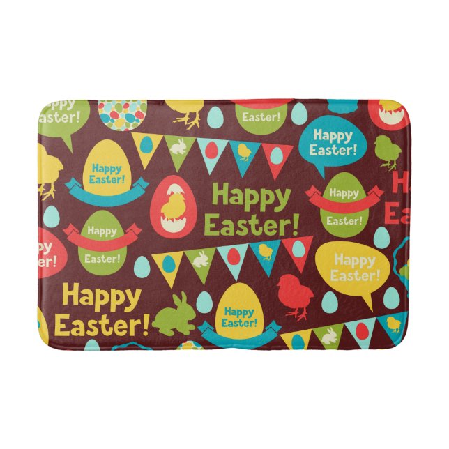 Happy Ostertag - Pattern Bunny und Eier Ostern Badematte (Vorderseite)