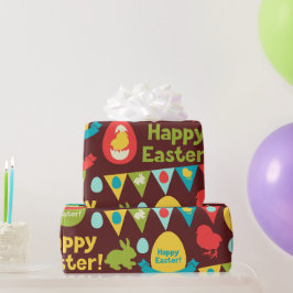 Happy Ostertag - Pattern Bunny und Eier Ostern Geschenkpapier