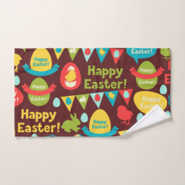 Happy Ostertag - Pattern Bunny und Eier Ostern Handtuch