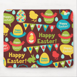 Happy Ostertag - Pattern Bunny und Eier Ostern Mousepad