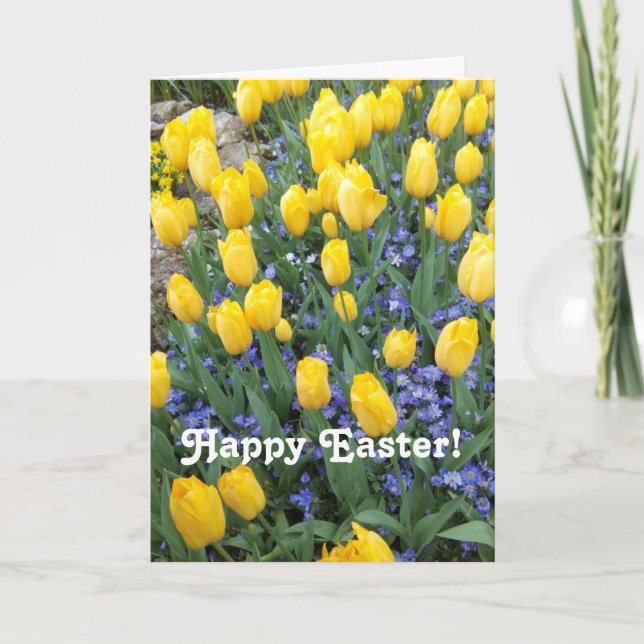 Happy Ostertulips Grußkarte. Feiertagskarte (Vorderseite)