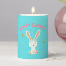 Happy Osterweißer Hase auf blau