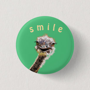 Happy Ostrich Button