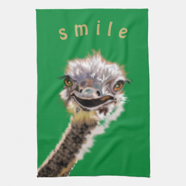 Happy Ostrich Geschirrtuch (Vertikal)
