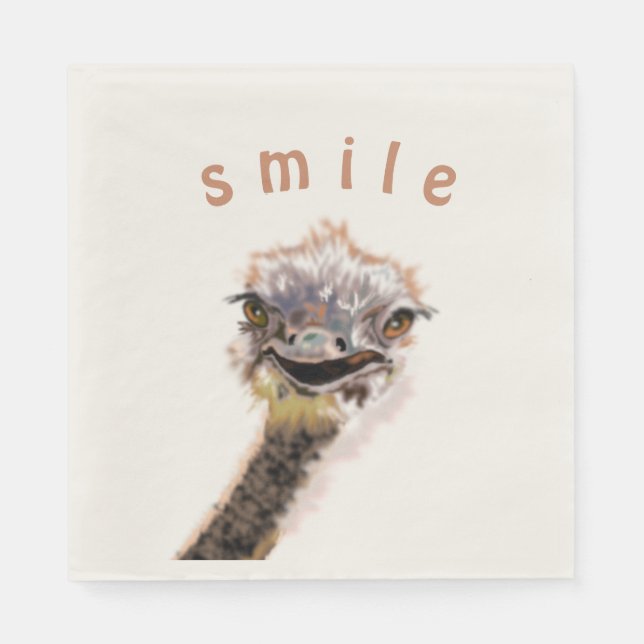 Happy Ostrich Napkins - Fun Painting - Dein Text Serviette (Vorderseite)