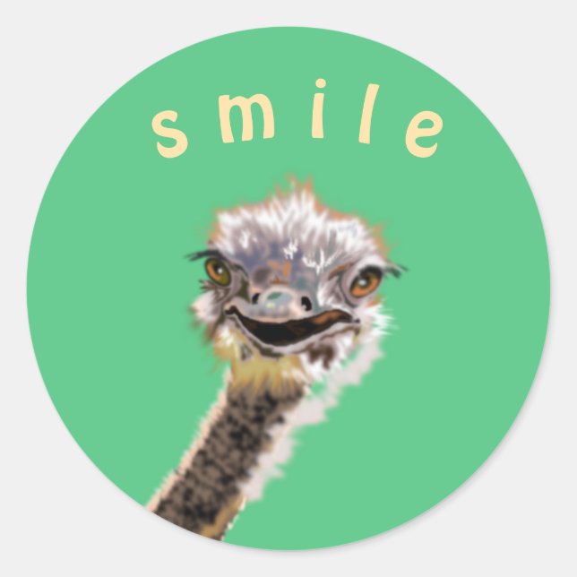 Happy Ostrich Runder Aufkleber (Vorderseite)