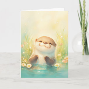 Happy Otter in einer ruhigen Wasserlandschaft Karte