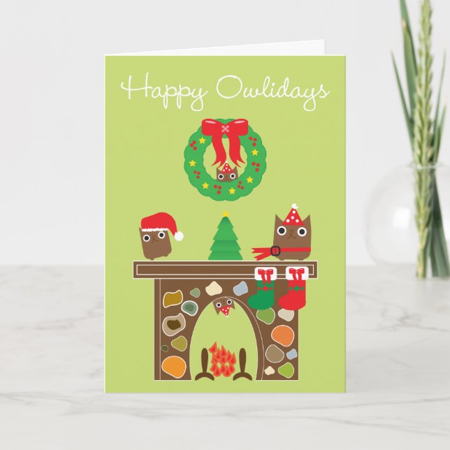 Happy Owlidays! Greeting Card Feiertagskarte (Vorderseite)