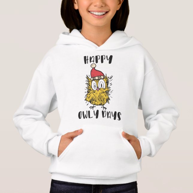 Happy Owly Days Funny Santa Owl Hoodie (Vorderseite)