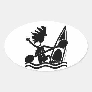 Happy Paddle Kayak Oval Aufkleber