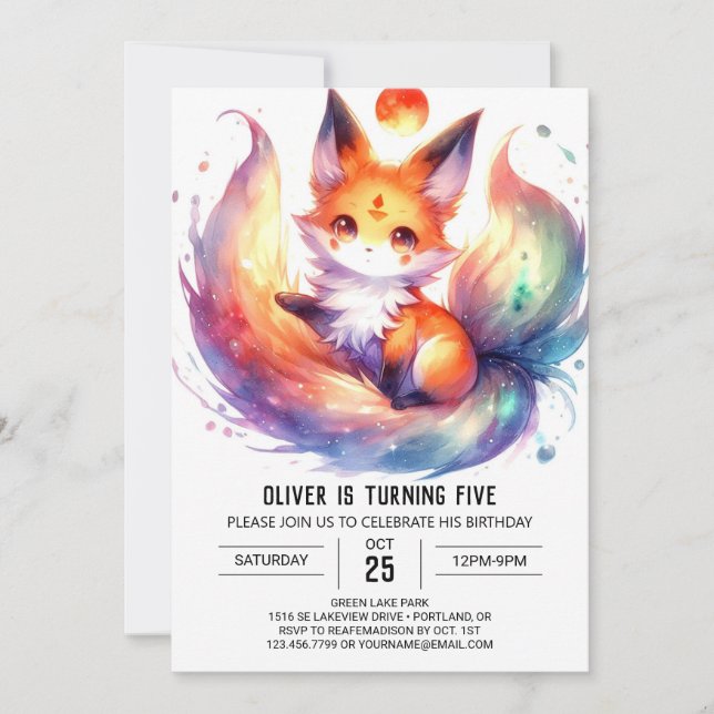 Happy Painted Fox Geburtstag Einladung (Vorderseite)