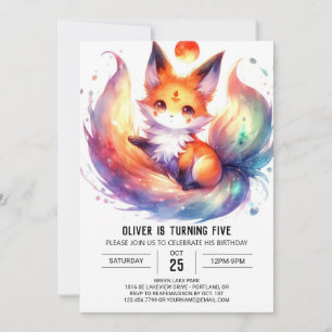 Happy Painted Fox Geburtstag Einladung