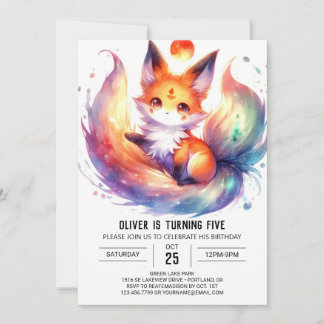 Happy Painted Fox Geburtstag Einladung