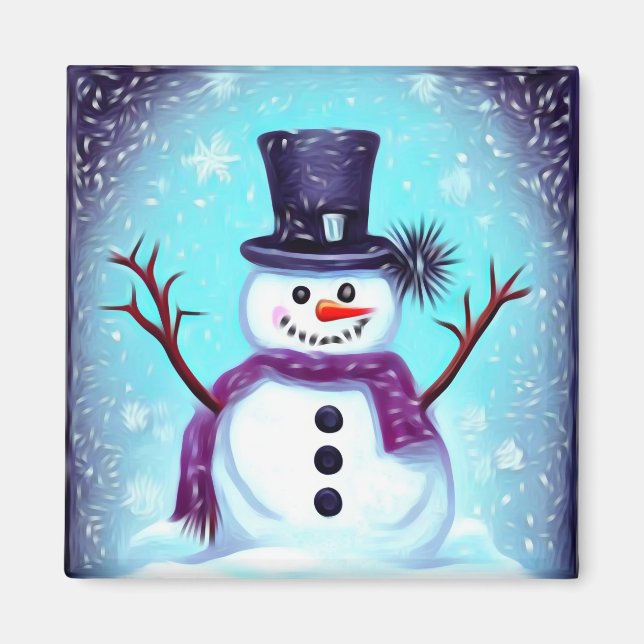 Happy Painted Snowman Magnet (Vorne)