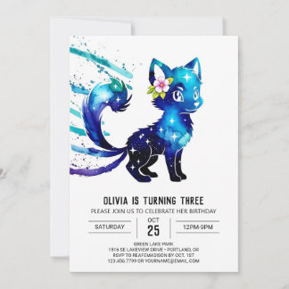 Happy Painted Wolf Digital Girl Geburtstag Einladung