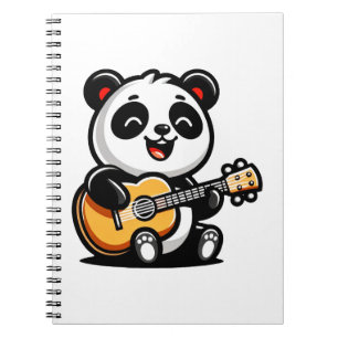 Happy Panda Gitarrist - Niedliches akustisches Mus Notizblock