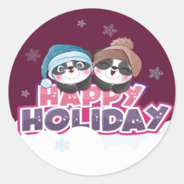 Happy Panda Holiday Runder Aufkleber