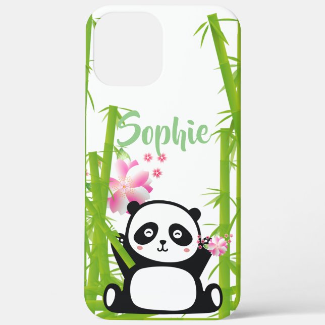 Happy Panda mit Bamboo & Cherry Blossom Case-Mate iPhone Hülle (Rückseite)