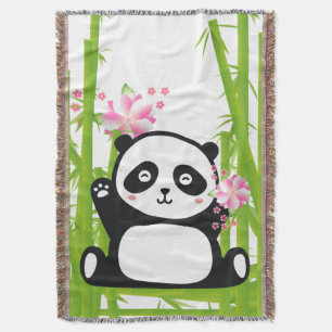 Happy Panda mit Bamboo & Cherry Blossom Decke