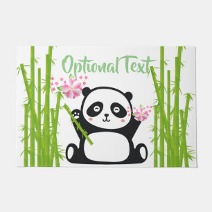 Happy Panda mit Bamboo & Cherry Blossom   Fußmatte