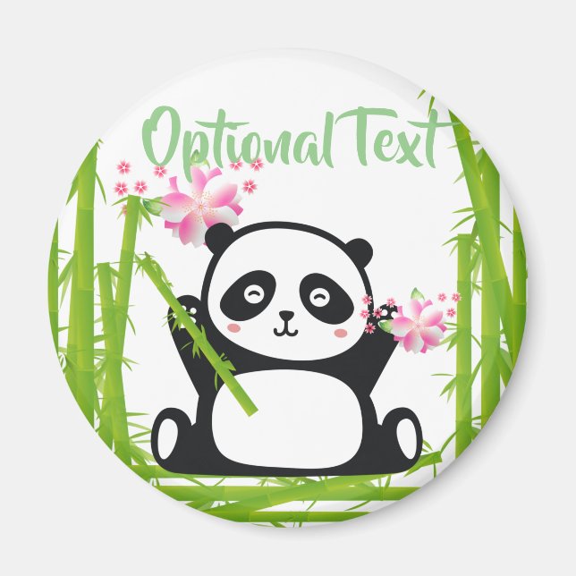 Happy Panda mit Bamboo & Cherry Blossom Magnet (Vorne)