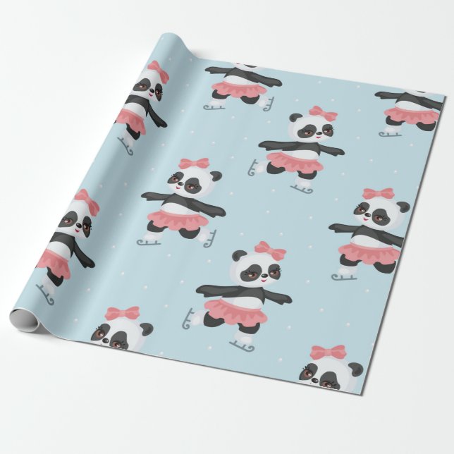 Happy Pandas Christmas Pattern Geschenkpapier (Ungerollt)