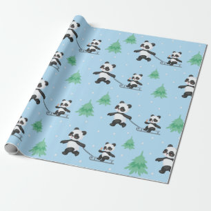 Happy Pandas Christmas Pattern Geschenkpapier