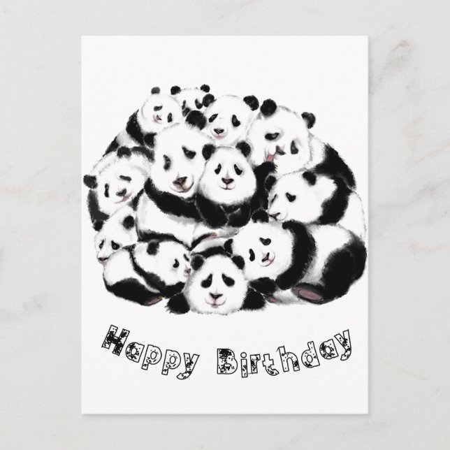 Happy Pandas Funny Birthday Card Postkarte (Vorderseite)