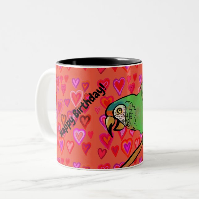 Happy Papagei Zweifarbige Tasse (Vorderseite Links)