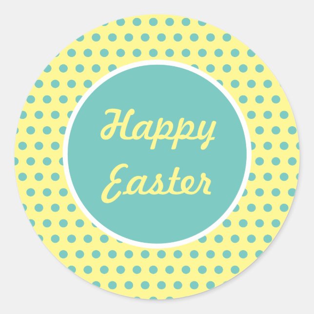 Happy Pâques Polka Dot Round Stickers (Pastel) (Devant)