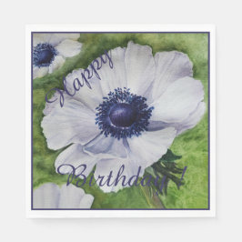 Happy Party Celebration White Anemone Blume Serviette