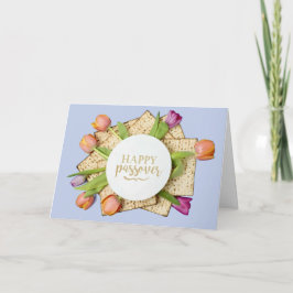 Happy Passover Card with Tulips & Matzo | Modern Karte