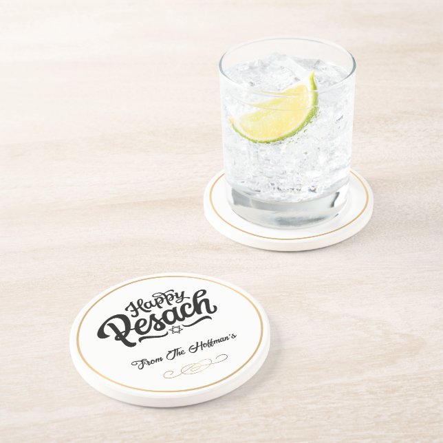 Happy Passover | Einfach traditionelles Schwarz &  Getränkeuntersetzer (Seite)