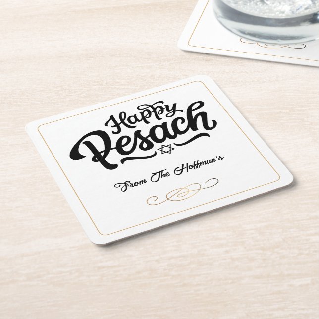 Happy Passover | Einfach traditionelles Schwarz &  Rechteckiger Pappuntersetzer (angewinkelt)