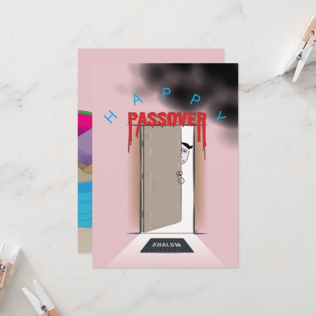 Happy Passover Exodus Cartoon Gruß Karte (Vorderseite/Rückseite Beispiel)
