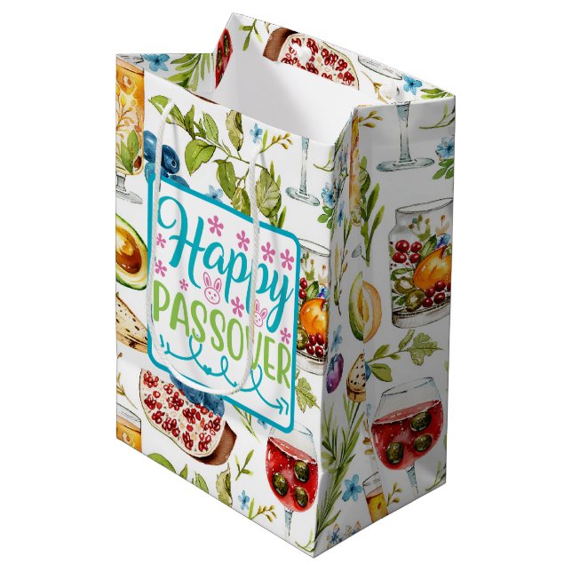 Happy Passover Geschenktasche Mittlere Geschenktüte (Vorderseite Schrägansicht)