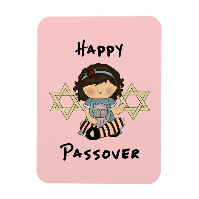 Happy Passover Girl Magnet (Vertikal)