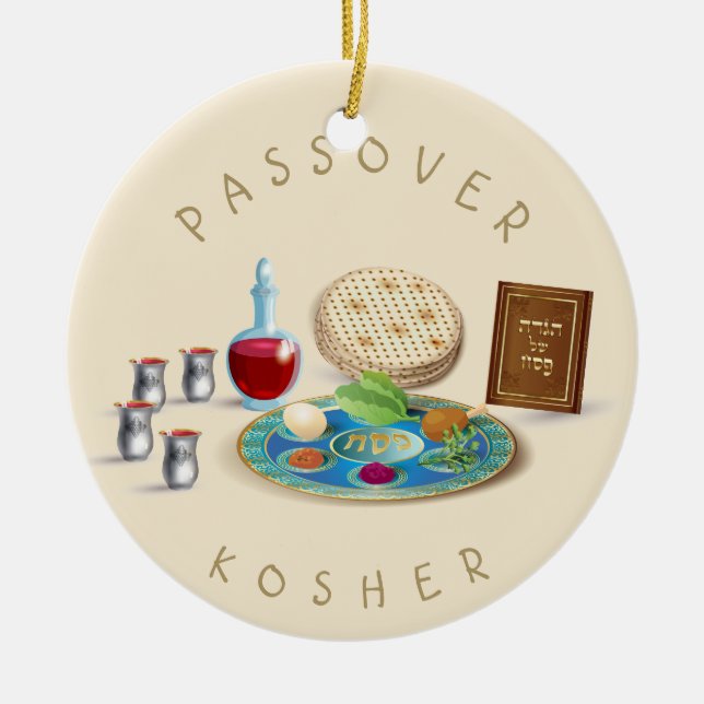 Happy Passover Holiday Kosher Pesach Seder Keramik Ornament (Vorne)