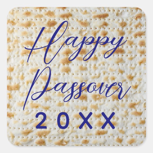 Happy Passover Matzo Quadratischer Aufkleber (Vorderseite)