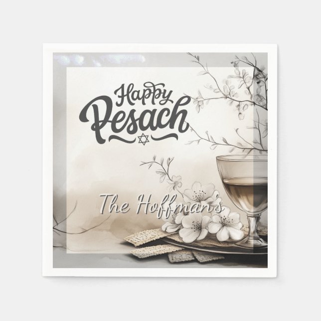 Happy Passover | Pesach Jüdisch Traditionelles Vin Serviette (Vorderseite)
