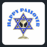 Happy Passover Quadratischer Aufkleber<br><div class="desc"></div>