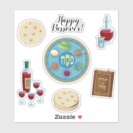 Happy Passover Spring Pesach Seder Symbole Aufkleber