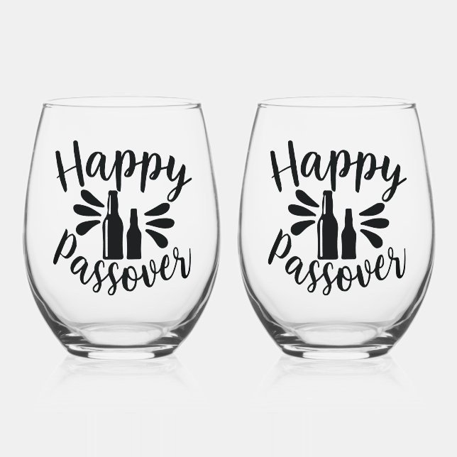 Happy Passover Weinglas Ohne Stiel (Vorderseite)