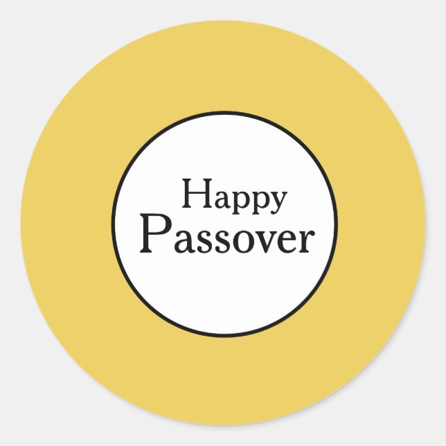 Happy Passover Yellow White Round Sticker (Vorderseite)