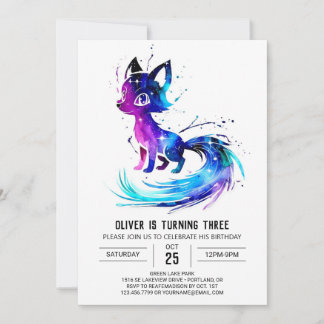 Happy Pastel Fox Digital Boy Geburtstag Einladung
