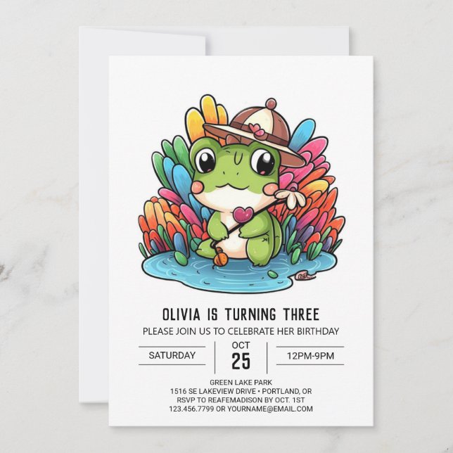 Happy Pastel Frog Digital zum Geburtstag Einladung (Vorderseite)