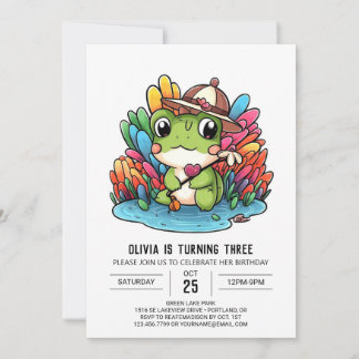Happy Pastel Frog Digital zum Geburtstag Einladung