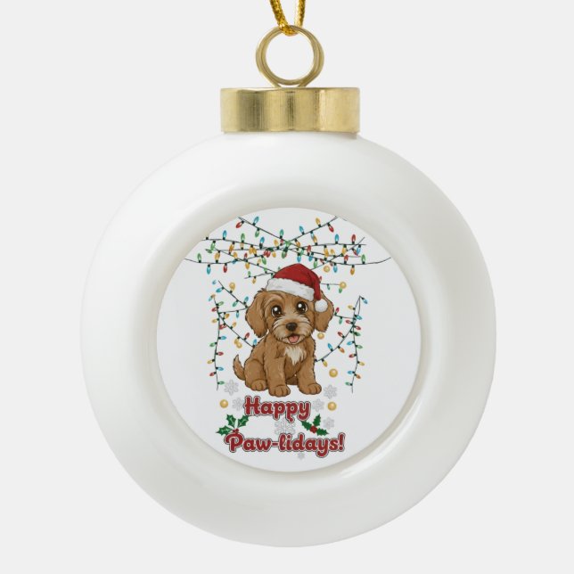 Happy Paw-lidays Snowflake Framed Ornament (Vorderseite)