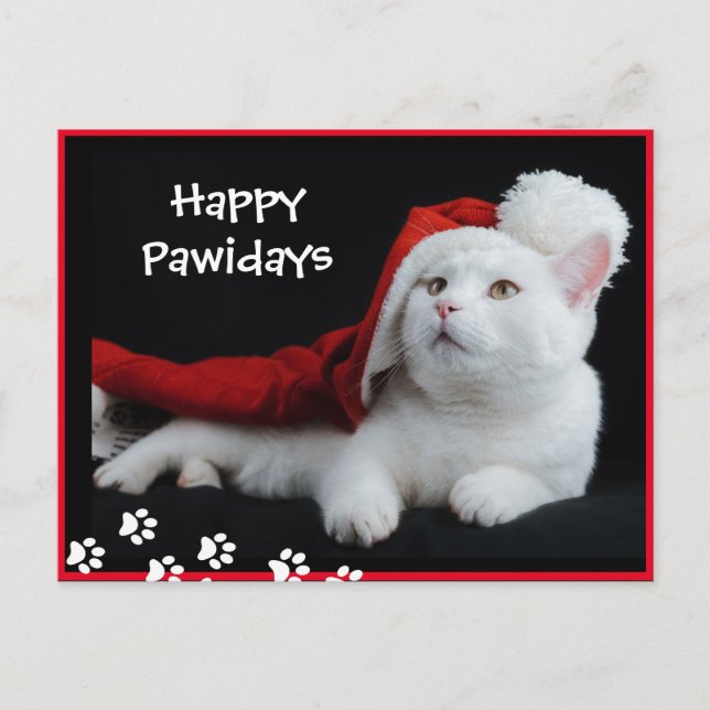 Happy Pawidays, Cat, Art Postcard Postkarte (Vorderseite)